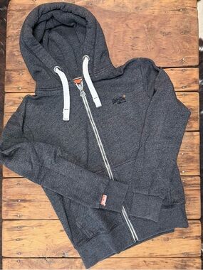 Superdry orange label vintage logo zip hoodie. EUC